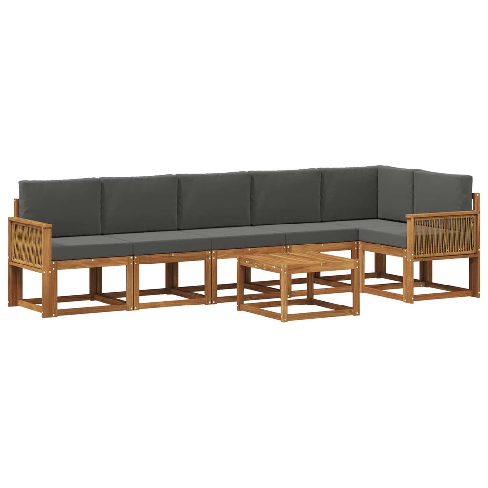 Ensemble de canapés d'extérieur 7 pc naturel et anthracite