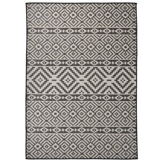 Tapis à tissage plat d'extérieur 120x170 cm rayures noires