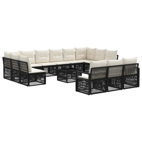 Ensemble de canapé de jardin 14 pcs noir polyrotin