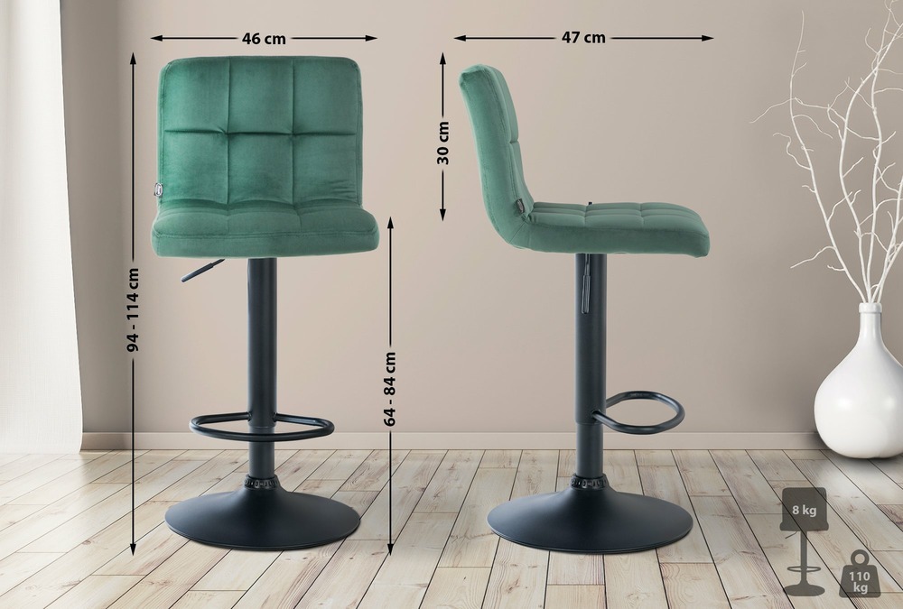 Tabouret de bar peru velours noir