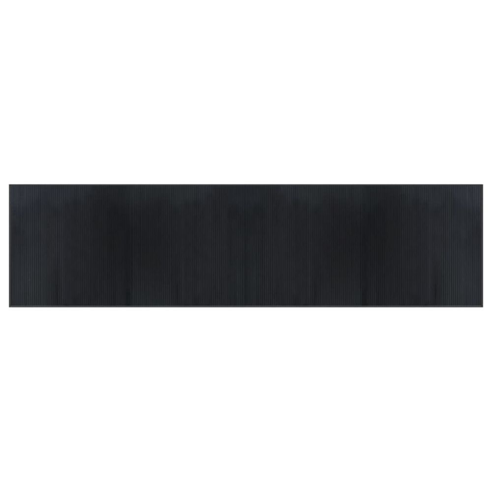 Tapis rectangulaire noir 100x400 cm bambou