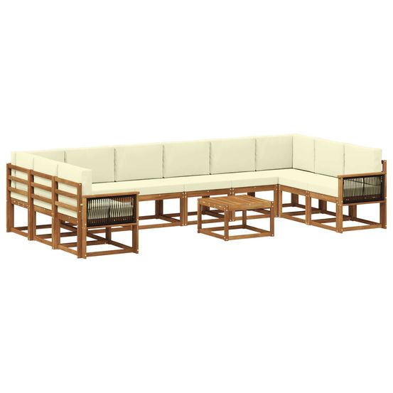 Ensemble de canapés d'extérieur 11 pc naturel et crème