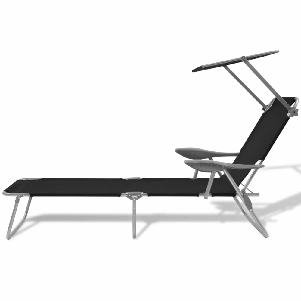 Chaise longue avec auvent acier noir