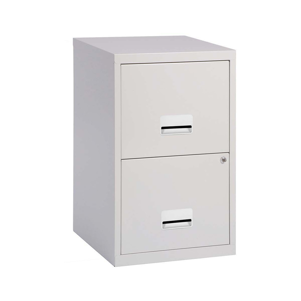 Colonne de rangement basse en acier 2 tiroirs gris clair