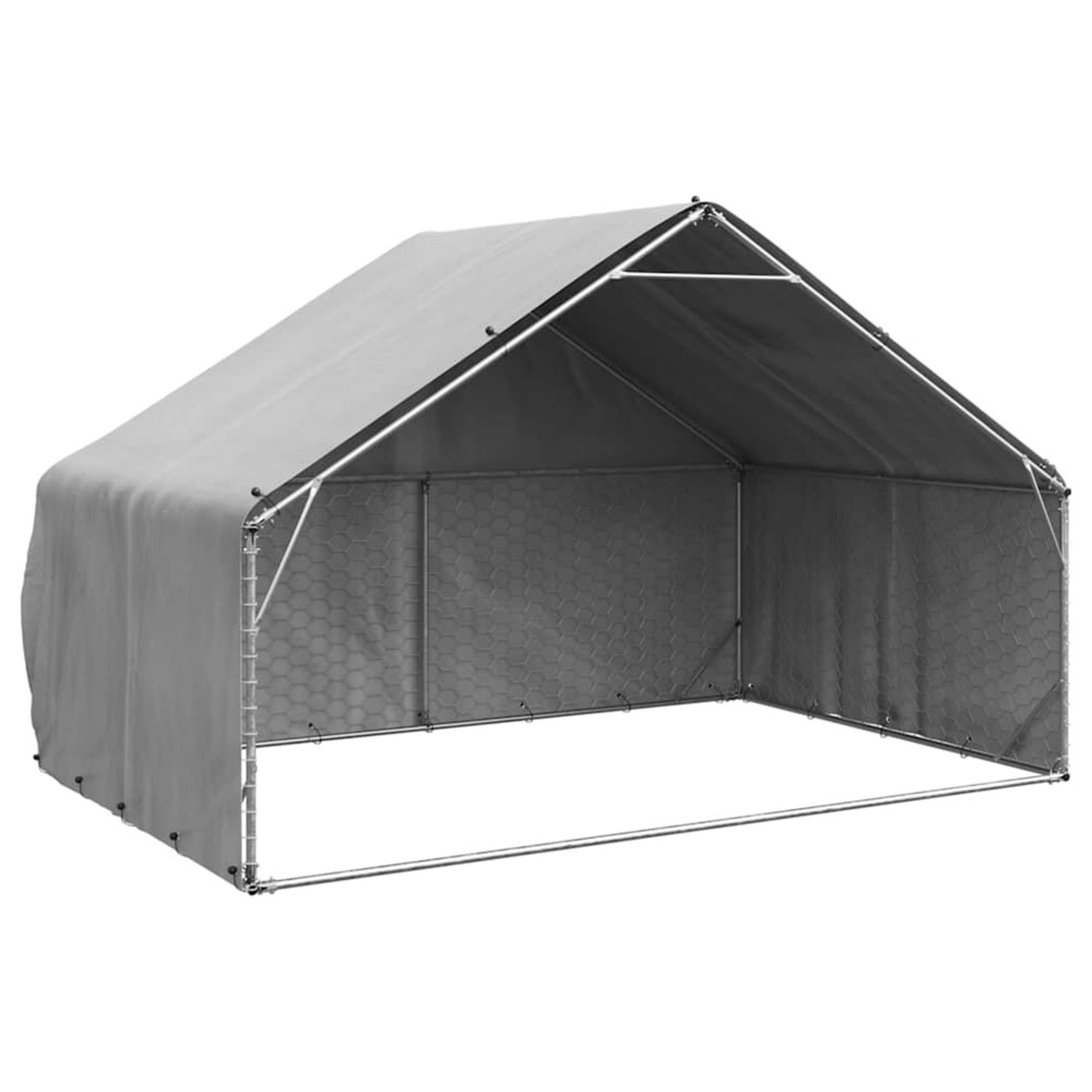 Niche d'extérieur pour chien avec couvercle, 3 x 2 x 1,9 m, acier galvanisé