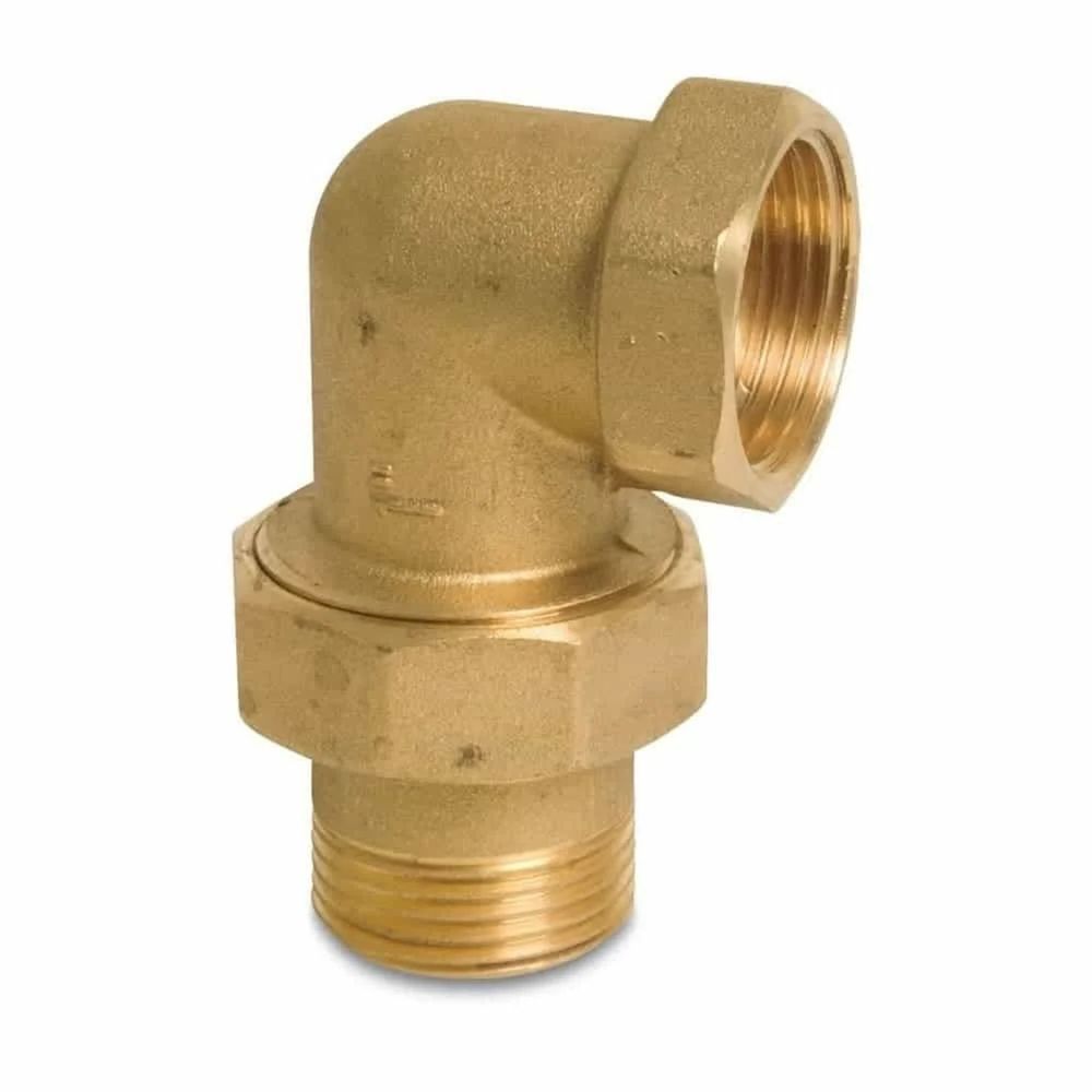 Raccord fileté en laiton pour radiateur, coude 90° 1 1/4' ig x 1 1/4' ag type étanchéité conique