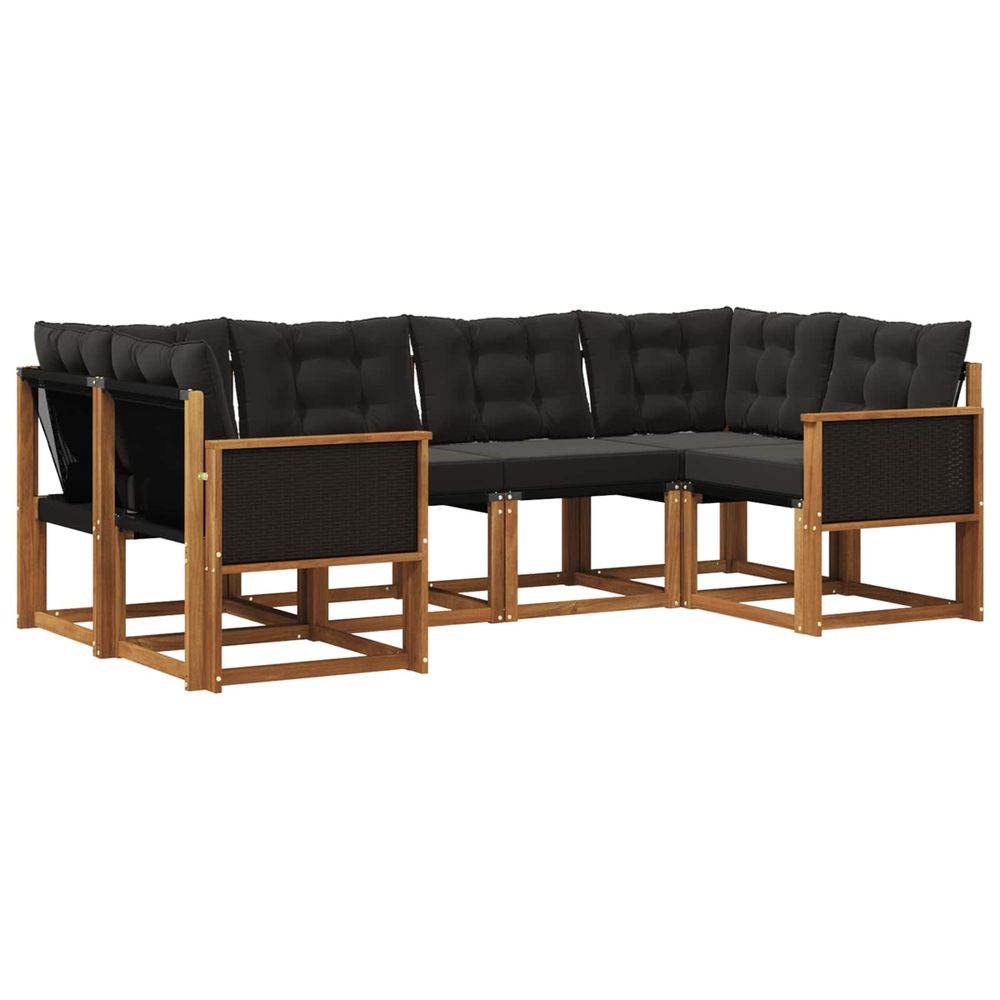 Ensemble de canapés d'extérieur 6 pc naturel et noir