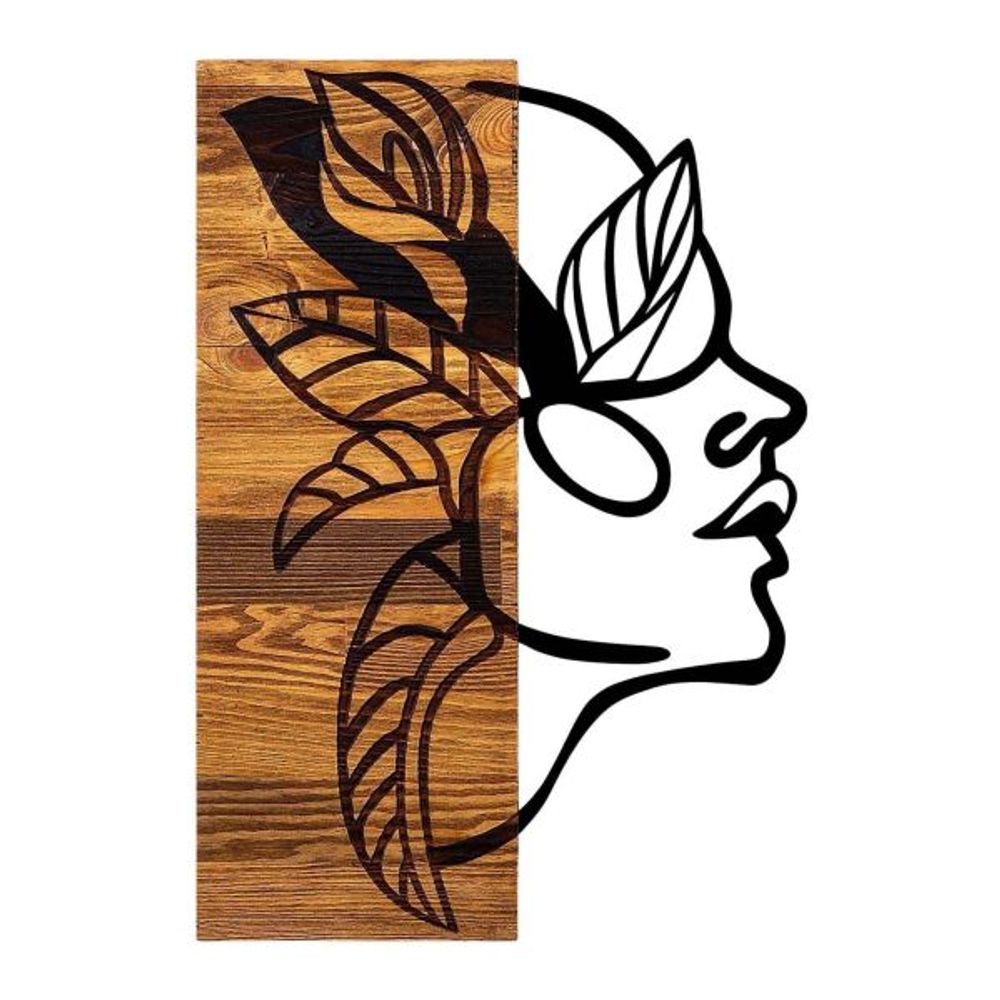 Décoration murale en bois et métal walnut indien