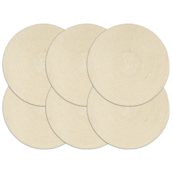 Napperons 6 pcs naturel plain 38 cm rond coton