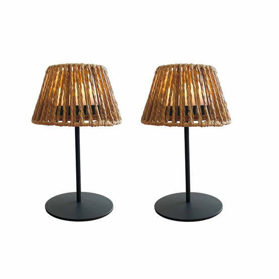 Lot de 2 lampes de table twins raffy beige corde h23,5 cm
