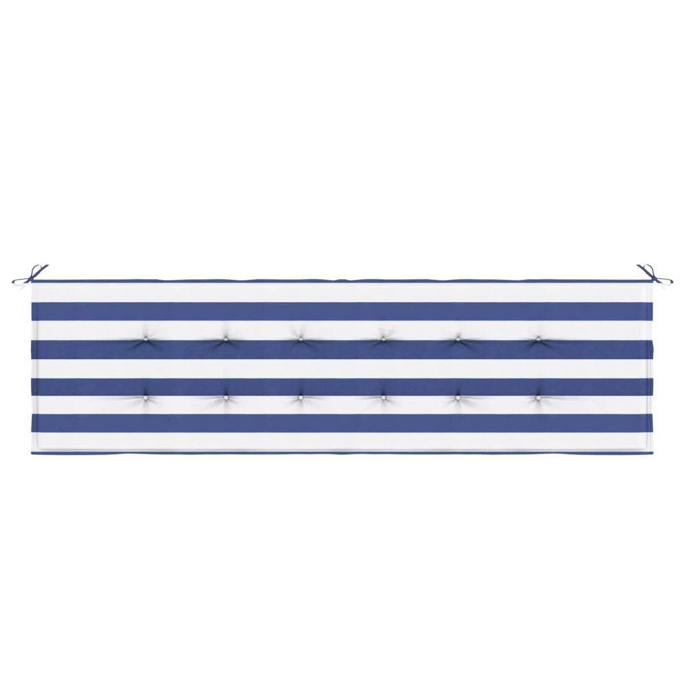 Coussin de banc tissu oxford rayure bleue 180 x 50 x 3 cm