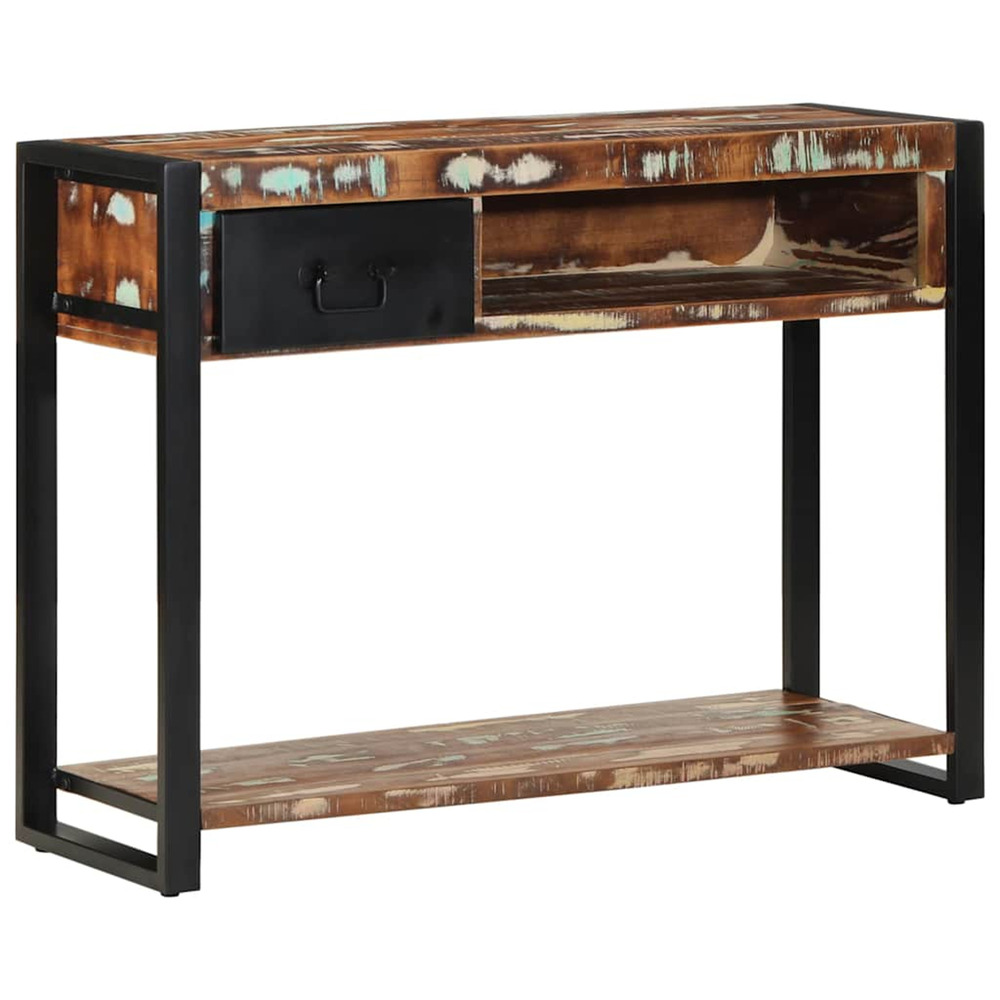 Table console multicolore 100x35x75 cm bois massif récupération