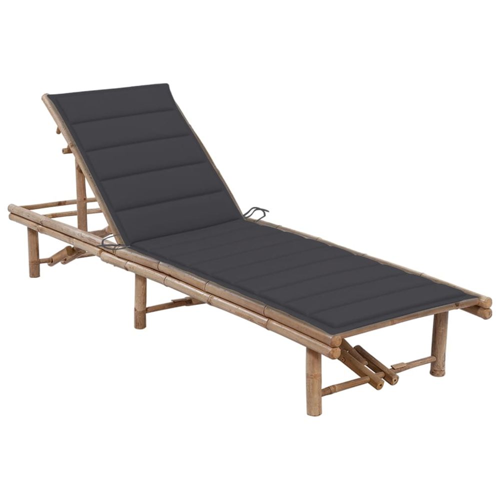 Chaise longue de jardin avec coussin bambou bain de soleil
