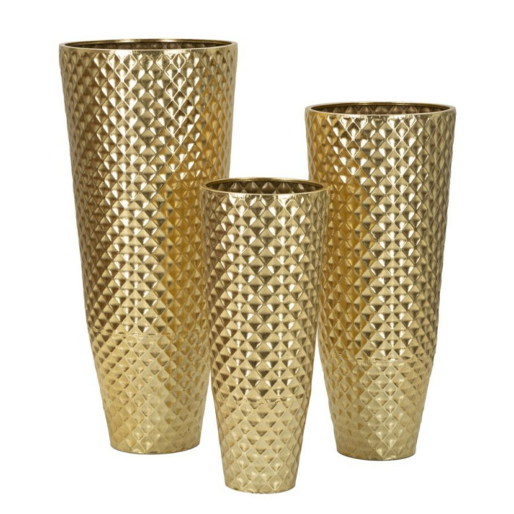 Lot de 3 vases en métal 