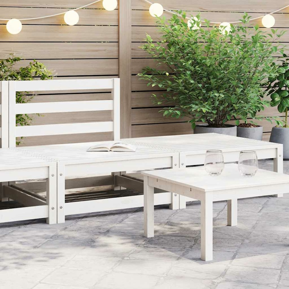 Salon de jardin 2 pcs blanc bois de pin massif