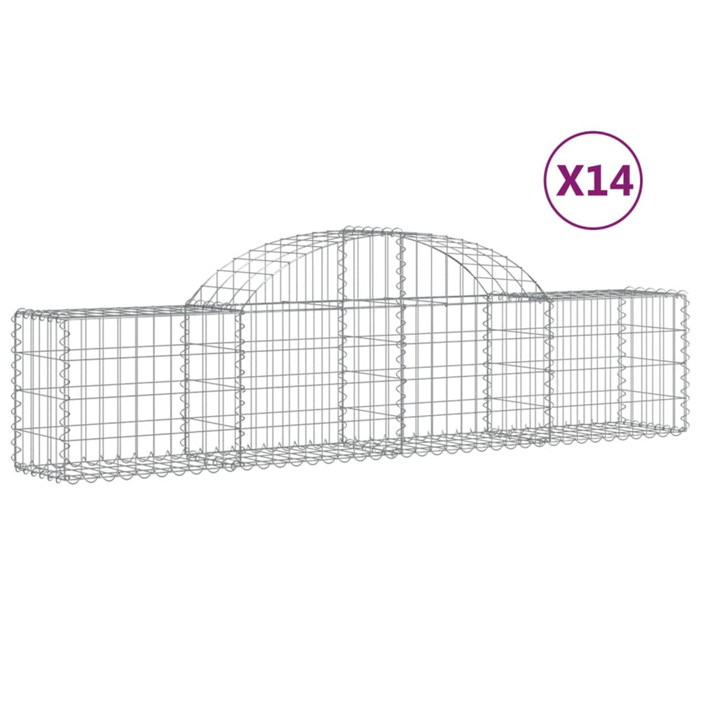 Paniers à gabions arqués 14 pcs 200x30x40/60 cm fer galvanisé