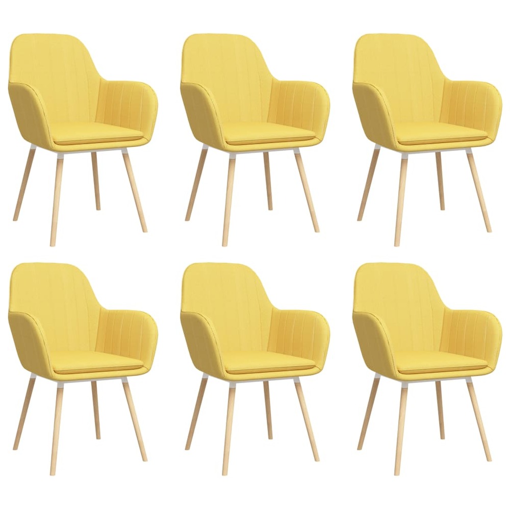 Chaises de salle à manger avec accoudoirs 6 pcs jaune tissu