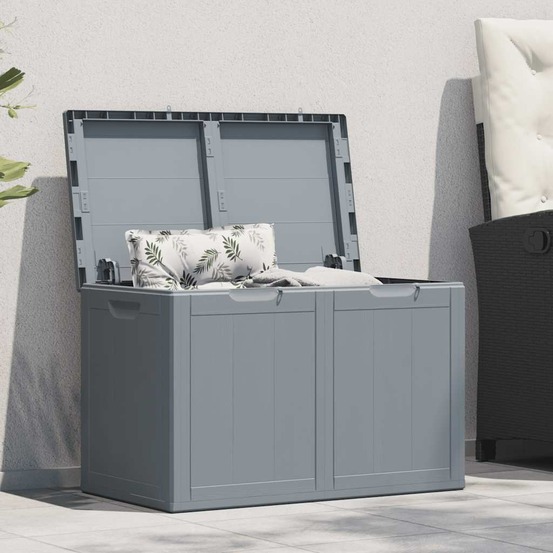 Boîte de rangement de jardin 180 l gris pp aspect bois