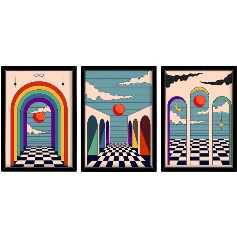 Ensemble de 3 tableaux décoratifs arc en ciel