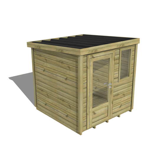 Abri de jardin bois pin traité autoclave 27mm - essentiel - 2,14x2,14m / 5m2 - bac acier - plancher bois
