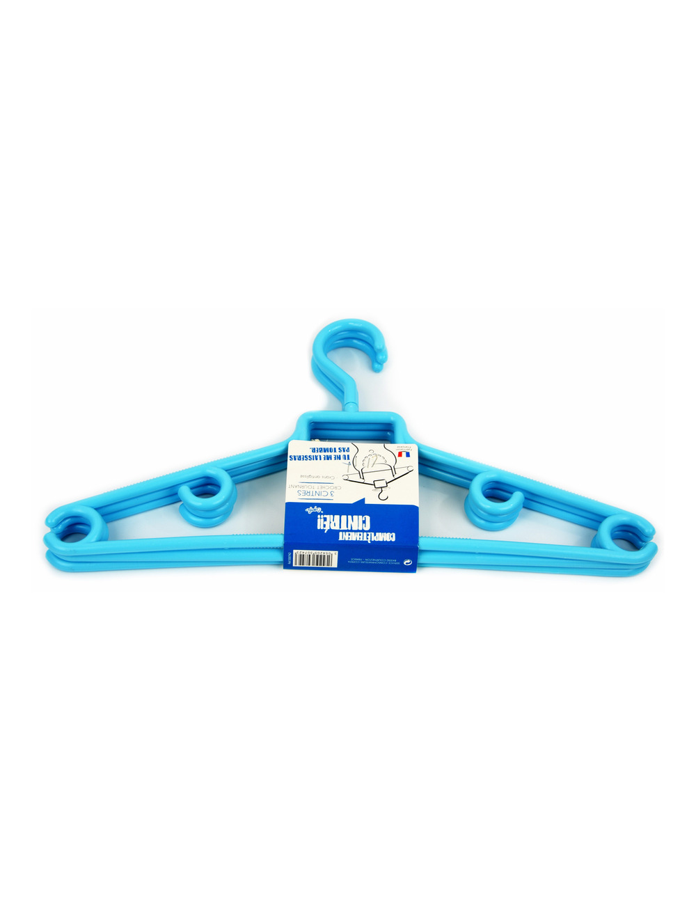 Cintres plastique bleu crochets tournants lot de 3