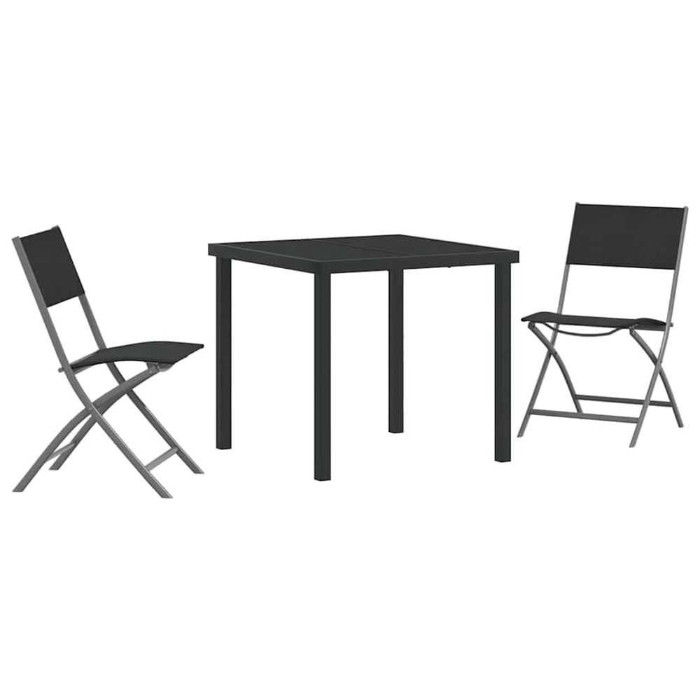Ensemble de salle à manger pour jardin 3 pcs noir