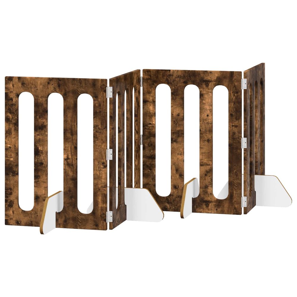 Clôture pliable pour animaux 4 pc chêne fumé 201 x 38 x 70 cm