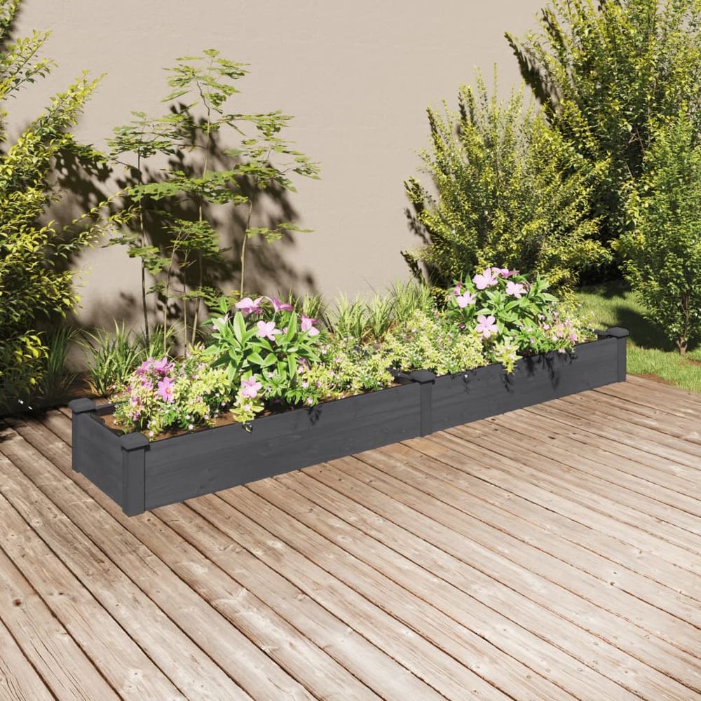 Carré potager en bois de sapin avec doublure pour jardin moderne gris 240 cm