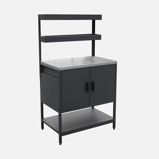 Cuisine extérieure en acier avec 2 étagères suspendues et 2 portes l80cm