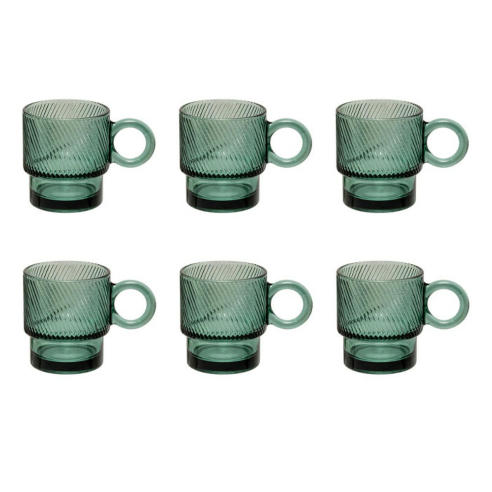 Lot de 6 mugs en verre lorène 30cl émeraude