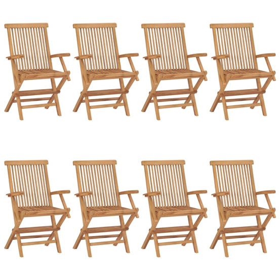 Chaises de jardin lot de 8 bois de teck massif