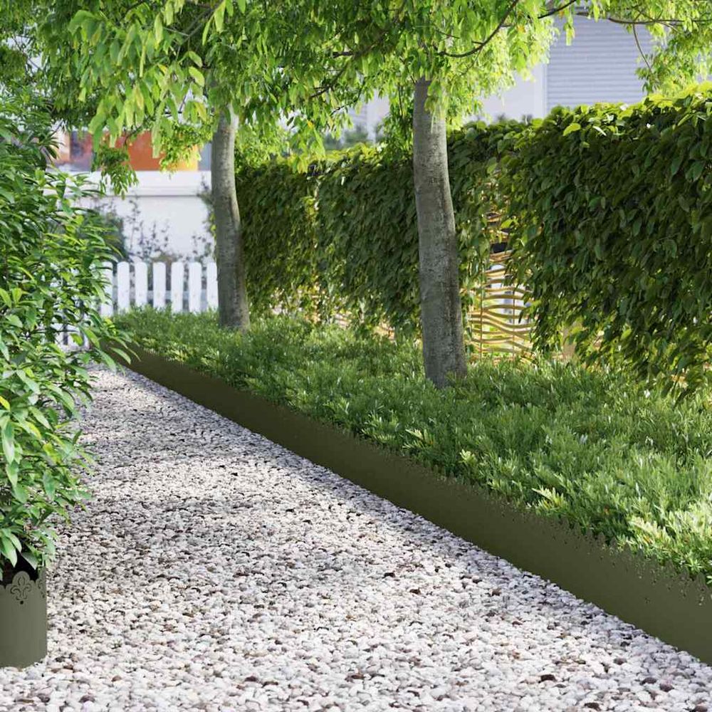 Bordure jardin 10pcs acier aménagement extérieur limite claire 103x22cm vert olive