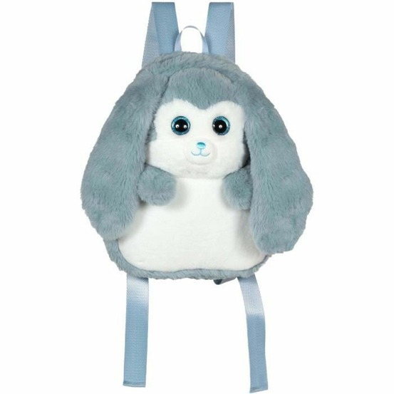 Sac à dos en peluche - lapin bleu et blanc 30 cm