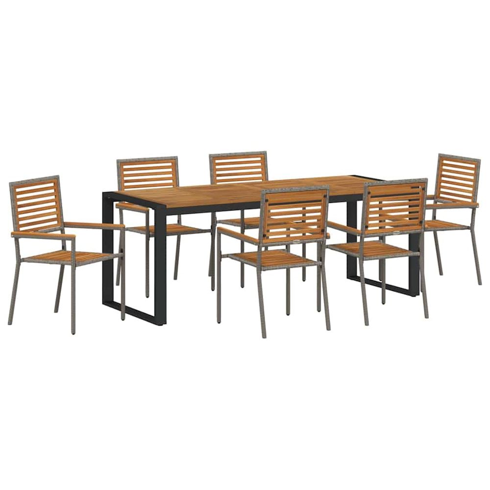 Ensemble de salle à manger pour jardin 7 pc gris et marron