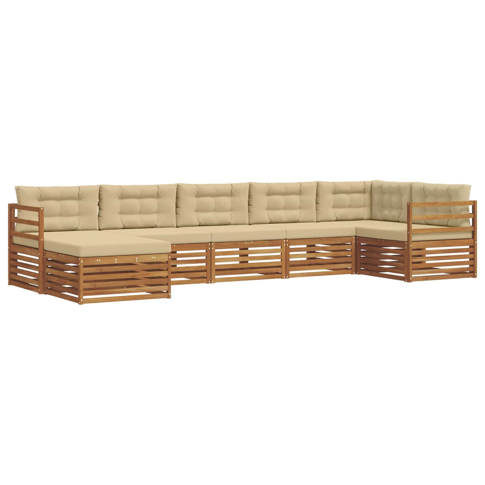 Ensembles de canapés avec coussin 7 pcs naturel et beige
