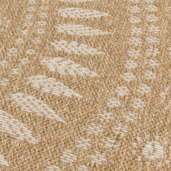 Tapis rond d'extérieur ø80cm tissé kilim beige et blanc jute art 6