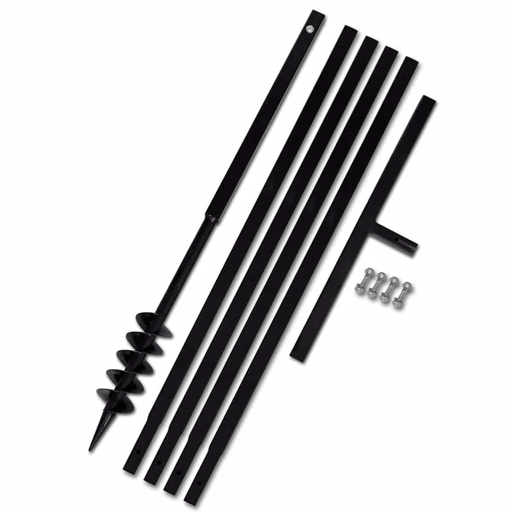 Tarière de sol avec manche 80 mm et tube d'extension 5 m acier