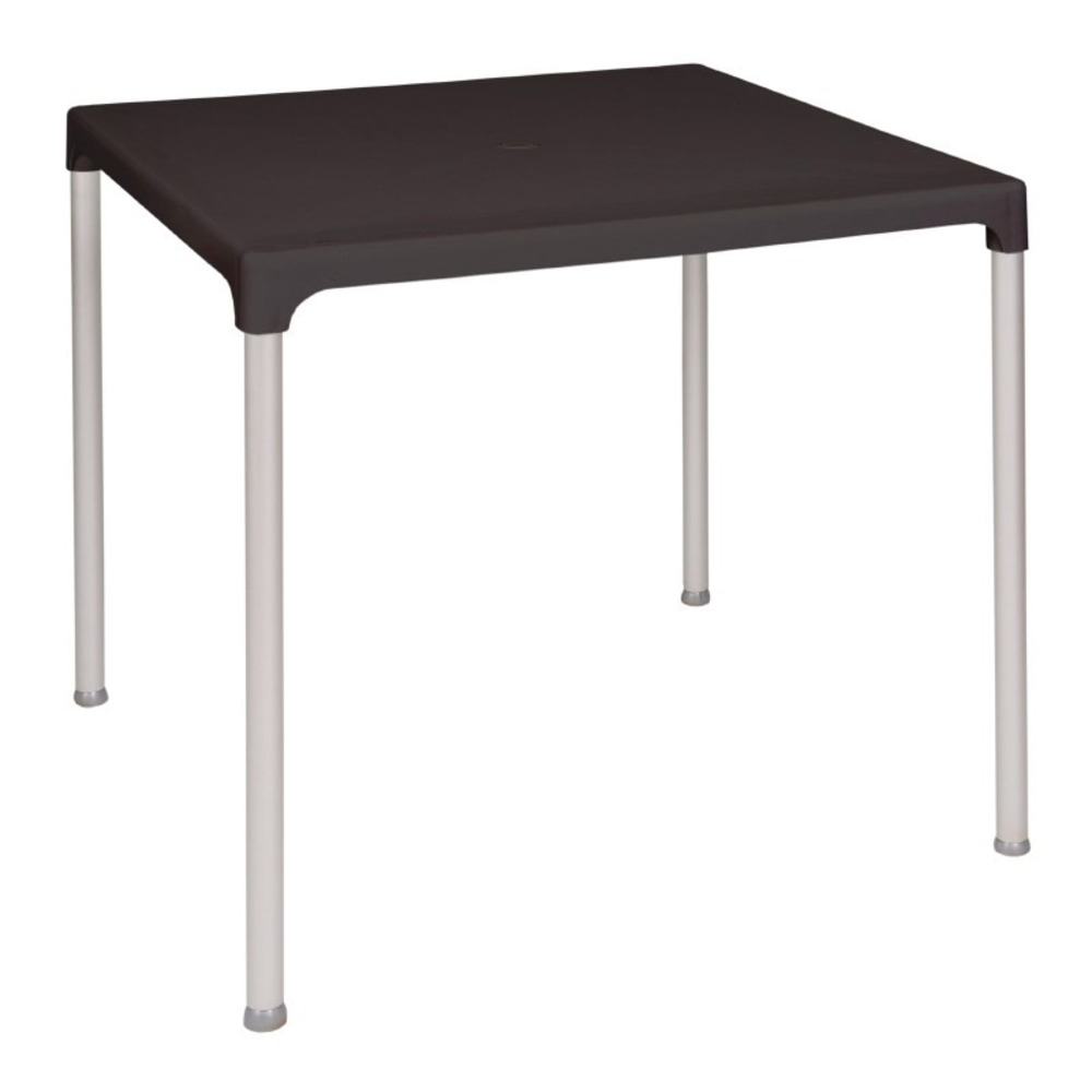 Table carrée noire 750 mm avec pieds aluminium bolero