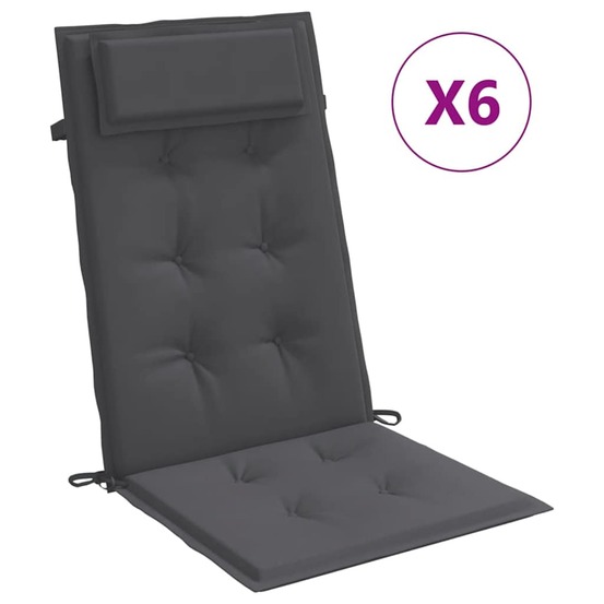 Coussins de chaise à dossier haut lot de 6 anthracite