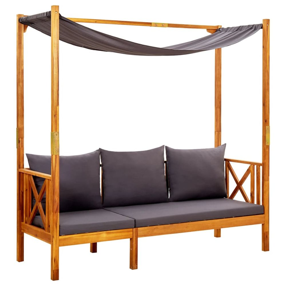 Banc de jardin avec auvent bois d'acacia solide