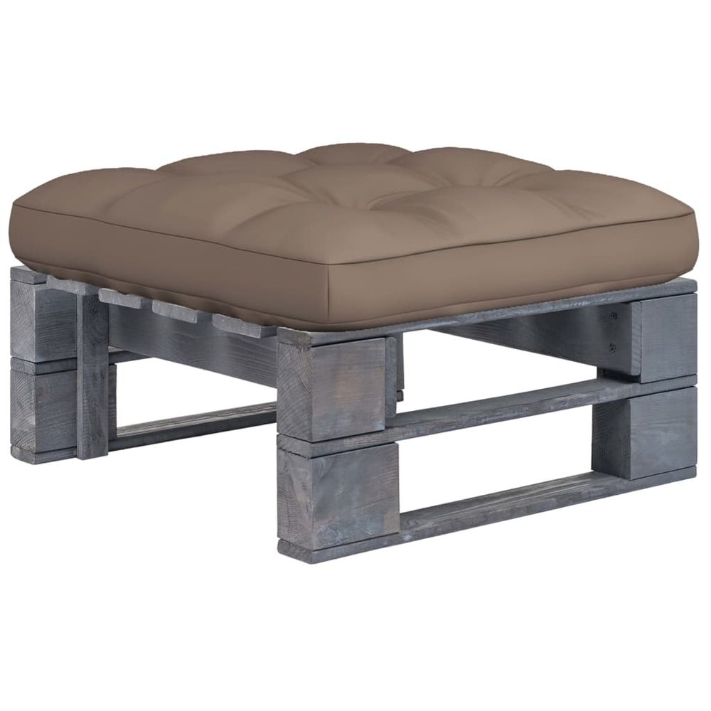 Pouf palette de jardin bois de pin imprégné de gris