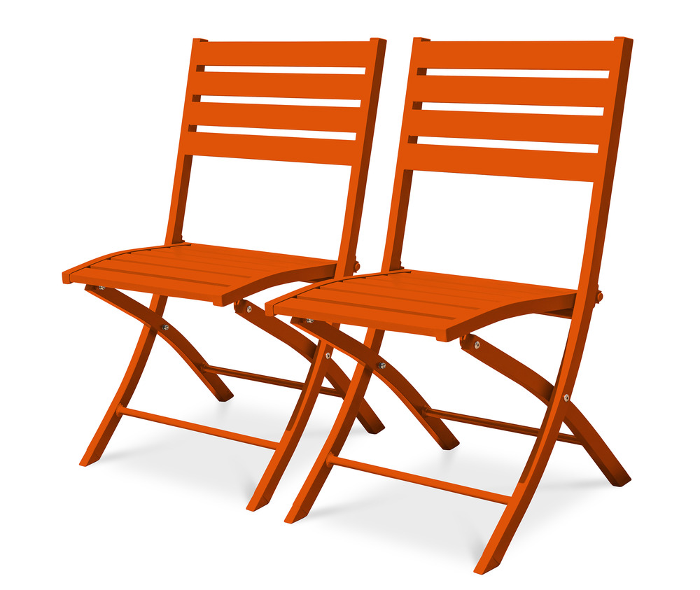 Lot de 2 chaises de jardin marius en aluminium orange