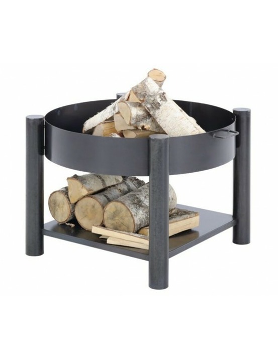 Brasero de jardin solafa 80 cm avec range bois carré en acier