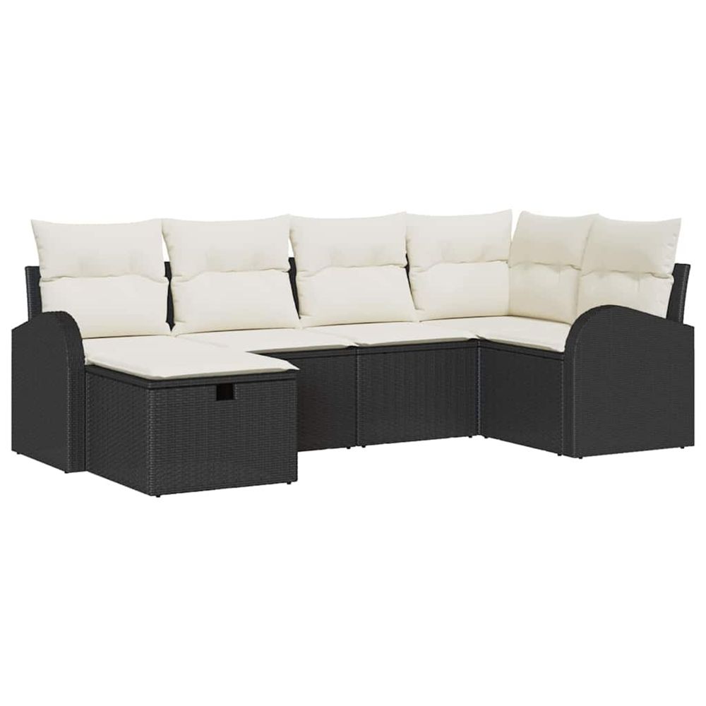 Ensemble de canapés 6 pc noir et crème polyrotin