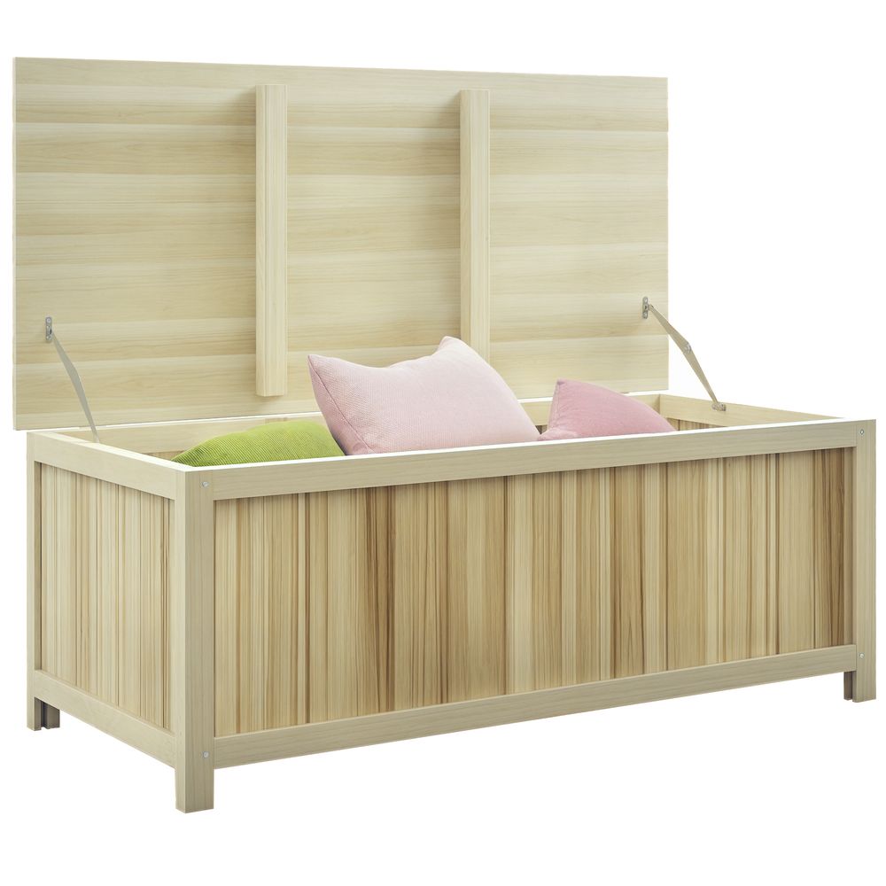 Coffre rangement extérieur bois sapin massif imperméable 172l 120x55x45cm naturel - comfortxl outdoor living