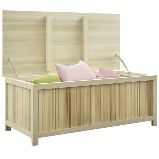 Coffre rangement extérieur bois sapin massif imperméable 172l 120x55x45cm naturel - comfortxl outdoor living