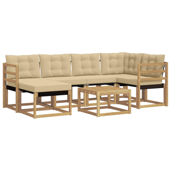 Ensemble de canapés d'extérieur 7 pcs blanc et beige