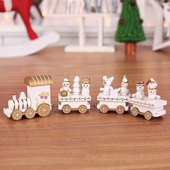 Train de noël - blanc en bois