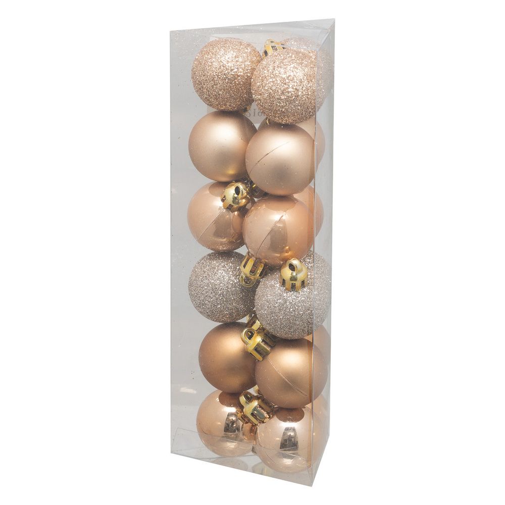 Déco de sapin lot de 18 boules de noël d 3 cm - beige nude