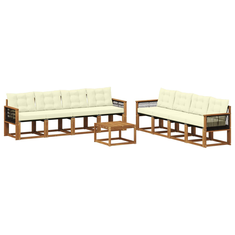 Ensemble de canapés d'extérieur 9 pcs naturel et crème